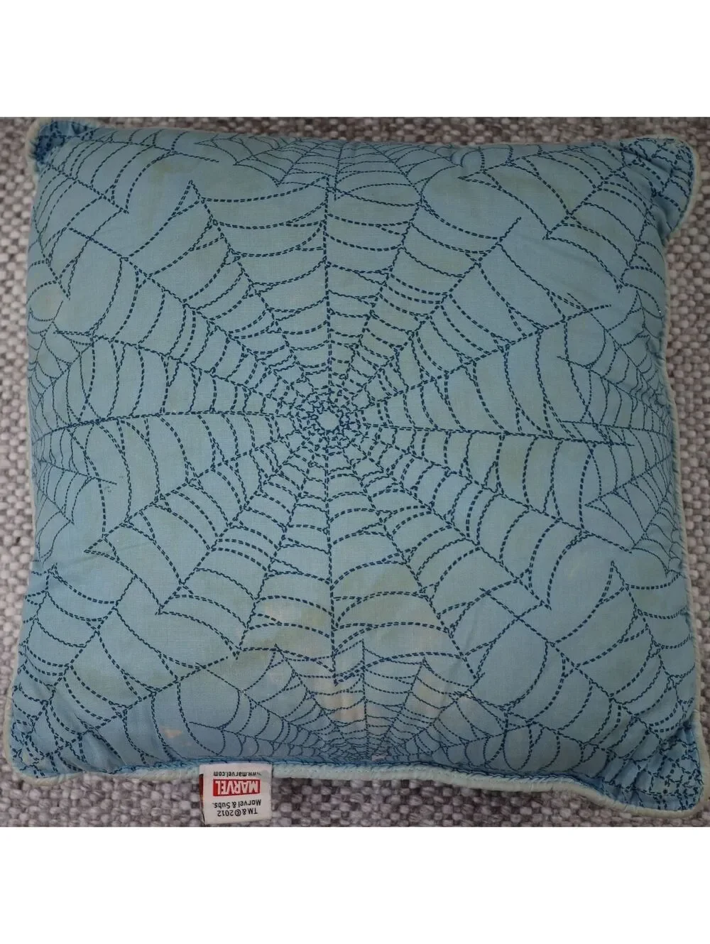 2012 Marvel Spider-Man Throw Pillow Cushion Blue Comic Web Plush Decor 12x12
